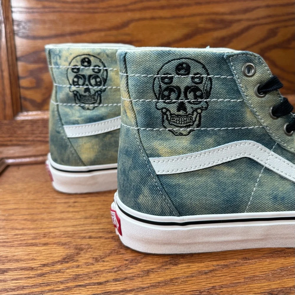 Vans Sk8 Hi Tapered Denim Embroidery Olive‎ White Shoes